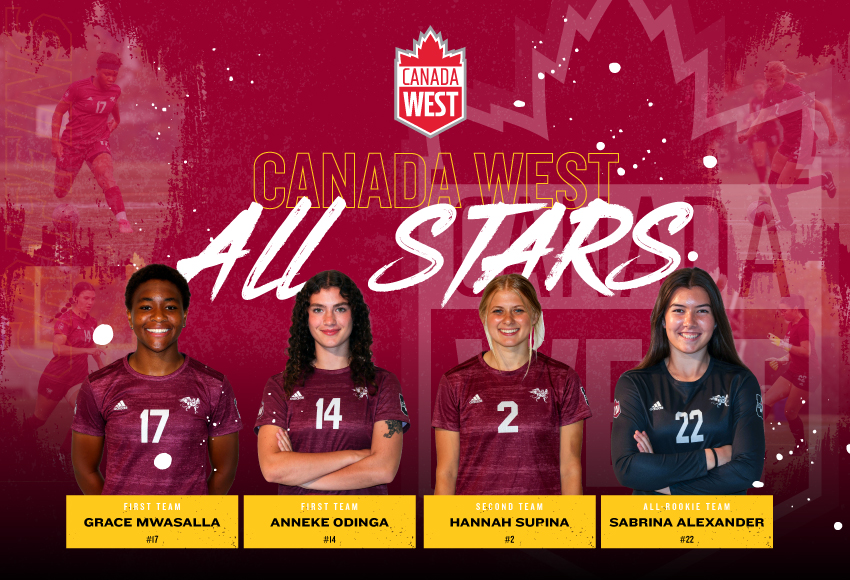 W⚽️| ALL-STARS
Congrats to four @GriffinsSoccer players who earned selections on <a href="/CanadaWest/">Canada West</a> all-star teams!
First team: Grace Mwasalla and Anneke Odinga
Second team: Hannah Supina
All-Rookie: Sabrina Alexander
#GriffNation

STORY➡️macewangriffins.ca/sports/wsoc/20…