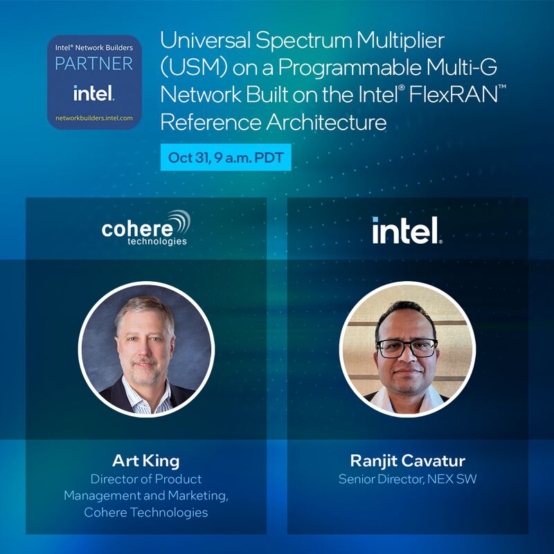 Join <a href="/intel/">Intel</a> as we explore a truly programmable #MultiG network with <a href="/Cohere_MultiG/">Cohere Technologies</a>. Together, we’ll discover how FlexRAN Reference Architecture is key to the framework of the Multi-G initiative, that includes #IntelXeon processors. tinyurl.com/yyazhbv7