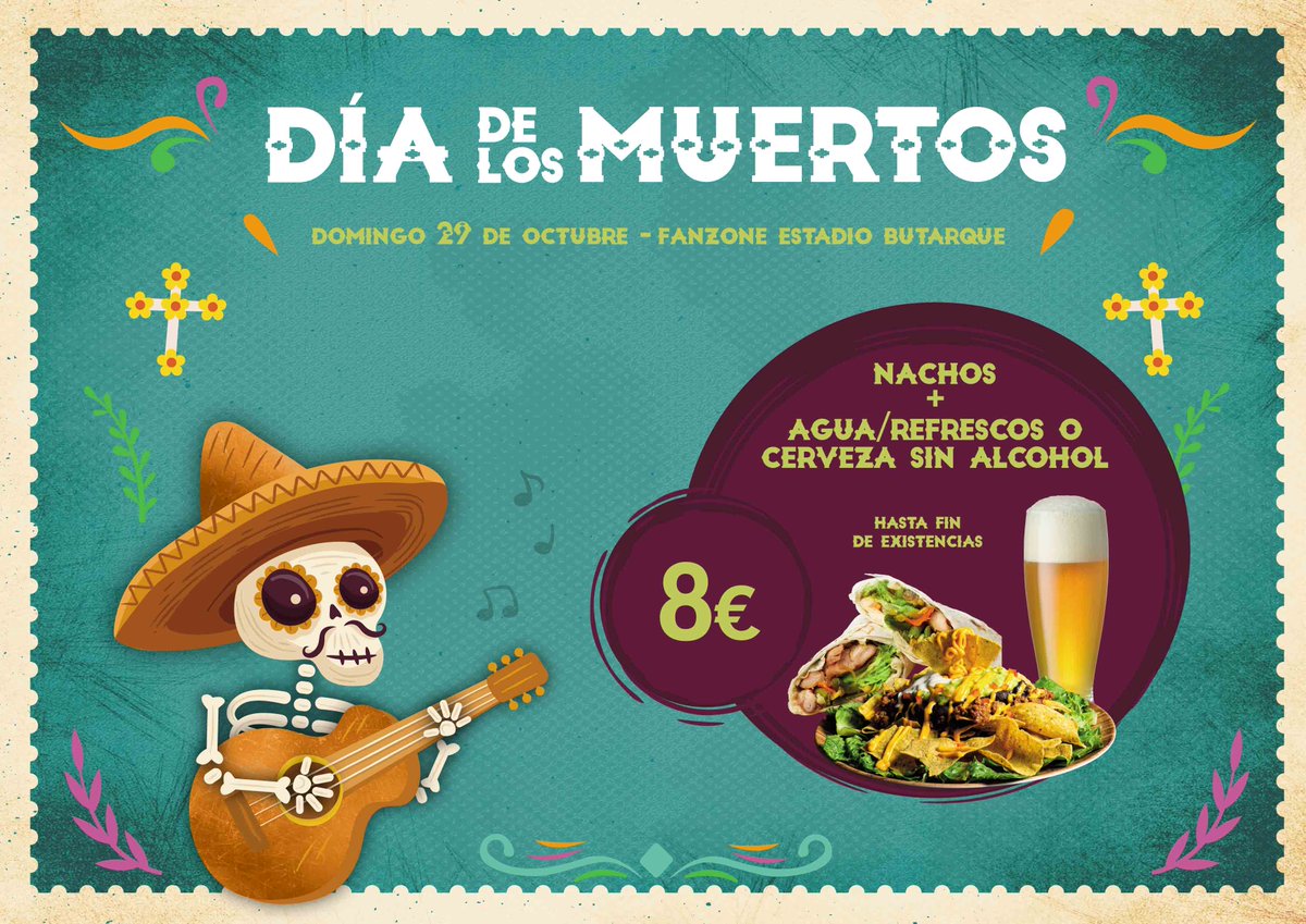 CDLeganes's tweet photo. 🇲🇽 ¡𝑨́𝒏𝒅𝒂𝒍𝒆 𝒂́𝒏𝒅𝒂𝒍𝒆𝒆𝒆𝒆𝒆𝒆𝒆!
🌯🍺 Este domingo, el #DíaDeMuertos llega a la #PreviaDeButarque. ¡Desde las 16:30 horas en la explanada de tribuna! https://t.co/BghwbKQhu0