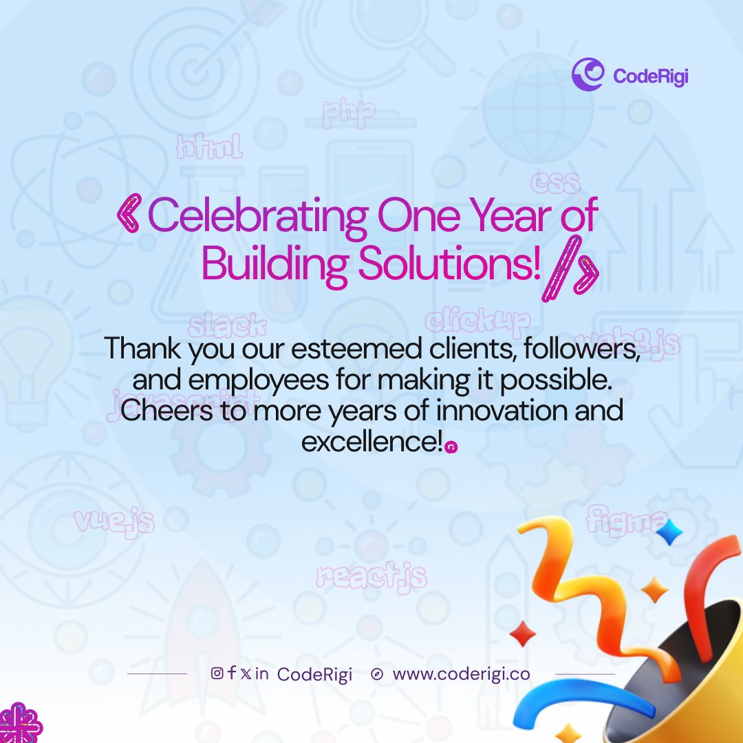 coderigi_'s tweet image. One Year of Building Solutions!

We want to extend our deepest gratitude to our esteemed clients, followers, and employees who have been a part of our incredible journey.

Thank you for your trust and commitment to driving our continued success.

#CodeRigi #CodeRigiAtOne