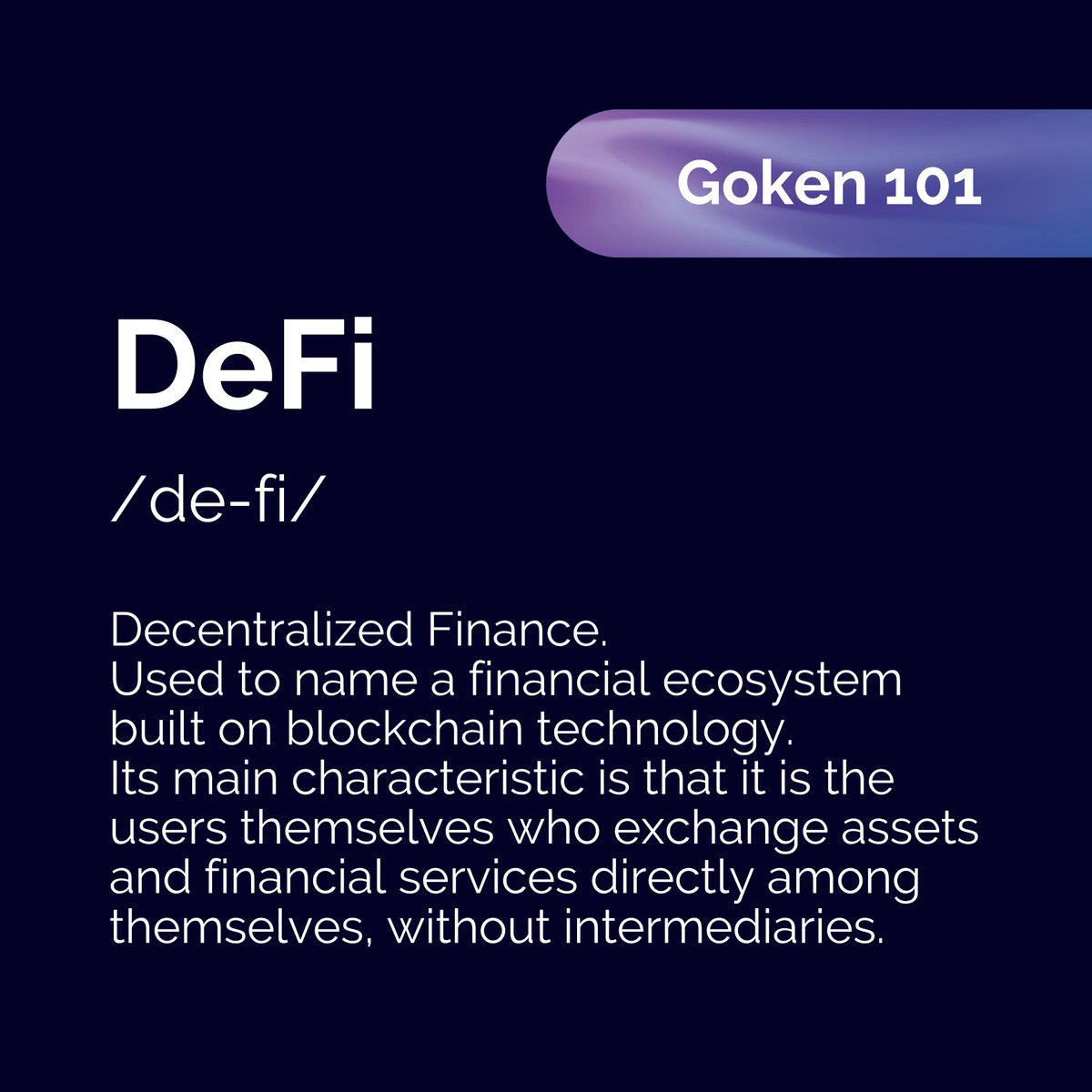 Goken_io's tweet photo. Decentralized finance (DeFi) relies on blockchain, a decentralized network, and smart contracts. DeFi stores and transfers digital assets securely, automatically enforcing agreements among participants. https://t.co/YnQYNu0Aoy