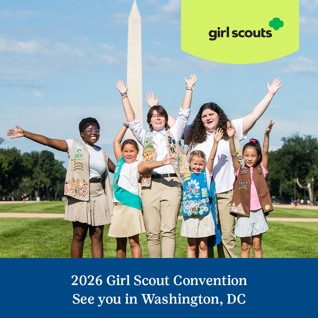 girlscouts's tweet image. 🚨 BIG news alert! 🚨 We’re headed to Washington, DC, for the 2026 Girl Scout Convention! ⭐️ Learn more and join our Convention Insider email list: link.girlscouts.org/475TLAy