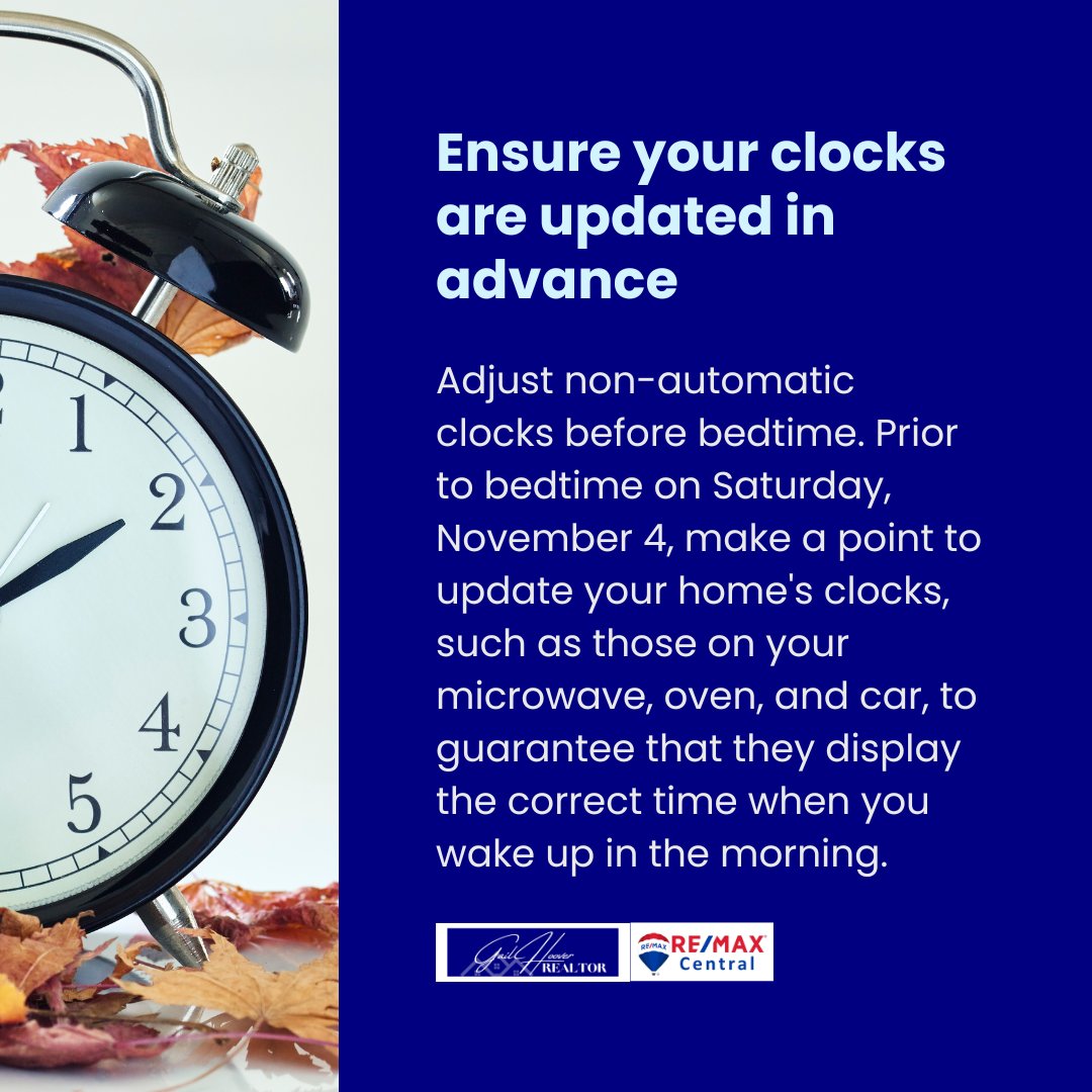 GailHoover's tweet photo. Switching to standard time aligns clocks with natural light, ensures consistency, conserves energy, and aids global coordination. Use these tips for a smooth transition.

☎️: 610-217-8136
📧: gailhooverrealtor@gmail.com

#LehighValleyRealtor #sellyourhomefast #realtornearme https://t.co/0KeVO6PxTr