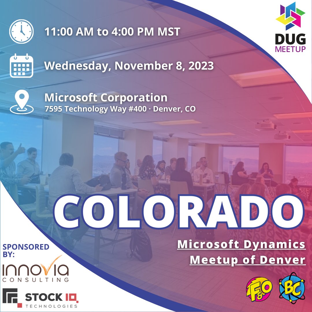 DynamicsUG's tweet photo. Combined #MSDyn365FO/#MSDyn365BC Denver #DUGMeetup, Wednesday 11/8! ๐๏ธ
๐ค @RachelProfitt, @alexmeyer_ITGuy, Matt Kruse of @Microsoft on Copilot & AI, and more!
BC/NAV โก๏ธ https://t.co/yzwwK3YItG
F&O/AX โก๏ธ https://t.co/ZkoSAIJtDx
Thanks to sponsors @InnoviaNAV & @StockIQTech! https://t.co/7Y3jipRWyj