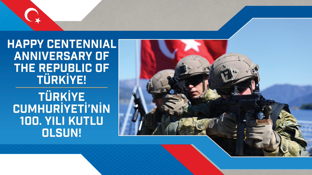 Happy #Türkiye's Republic Day to our 🇹🇷 Turkish Allies and friends! 🤝@TurkDelNATO #WeAreNATO|#29Ekim|#cumhuriyetin100ü