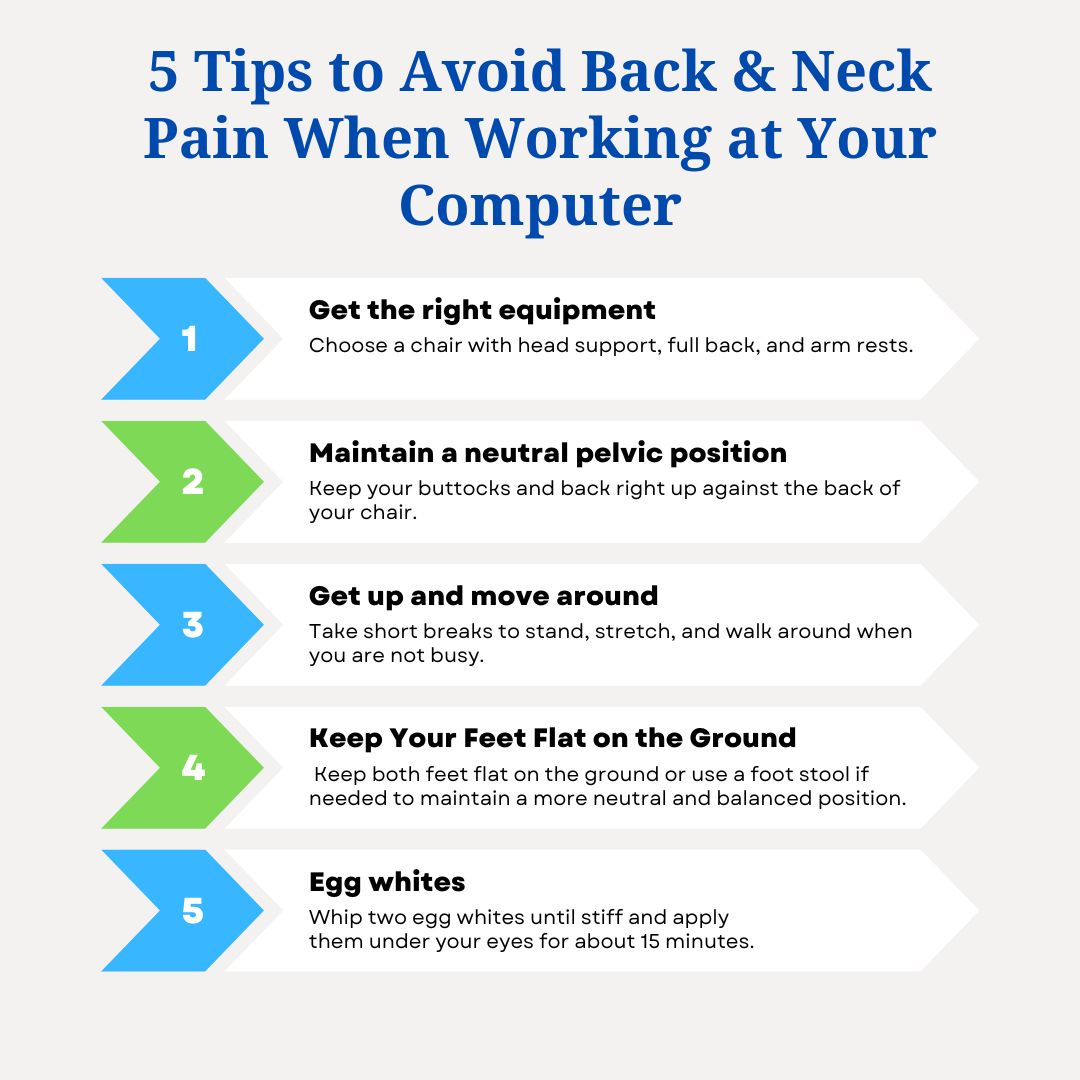 Happy Friday! Here are 5 tips to lessen neck and back pain while working.

myofficeinfo.com

☎ (941) 761-4994
📍 2215 59th Street West
Bradenton, Florida 34209
.
.
.
#BradentonFlorida #BradentonFL #BradentonFLChiropractor #FloridaChiropractor #SpineAdjustment #SpinalAd...