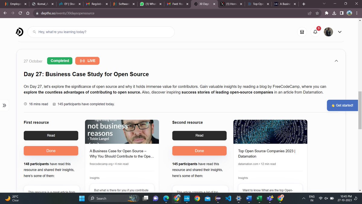 Komal_2002's tweet photo. I have finished Day 27: Business Case Study for Open Source of the 30 Days Open Source Learning challenge! 🎉 
#30DaysOpenSource #Hacktoberfest https://t.co/agmex1QFhC