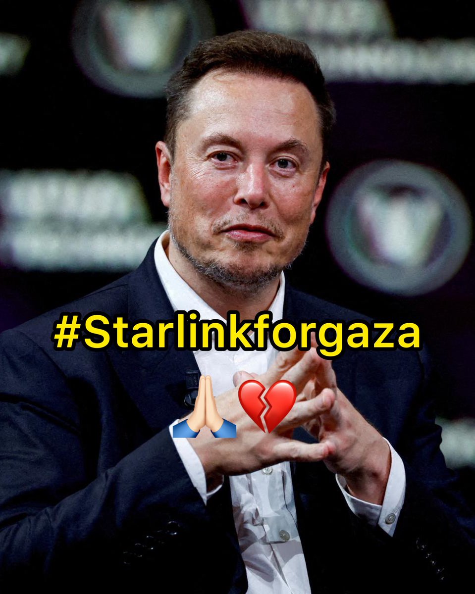 <a href="/elonmusk/">Elon Musk</a>  open satellite internet in Gaza as you did in Ukraine. 
Israel has cut off all communication channels with them during intense bombing!! 
They need your help 🙏🏻💔

شاركو في دعوة لإيلون ماسك لإطلاق  الانترنت في غزة 
عبر اقماره الصناعية 
ماذا تحاول إسرائيل اخفاؤه 
هذه