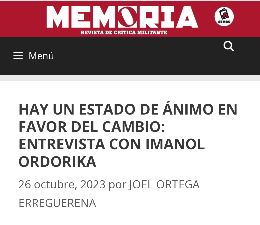 CambiarUNAMya (@cambiarunamya) on Twitter photo #CambiarUNAMya
"Hay un estado de ánimo en favor del cambio": #ImanolRector, en entrevista con Joel Ortega Erreguerena, para <a href="/Revista_Memoria/">Revista Memoria MX</a>.
Texto completo en 👇🏽
bit.ly/49czFqf #CambiarUNAMya
"Hay un estado de ánimo en favor del cambio": #ImanolRector, en entrevista con Joel Ortega Erreguerena, para <a href="/Revista_Memoria/">Revista Memoria MX</a>.
Texto completo en 👇🏽
bit.ly/49czFqf