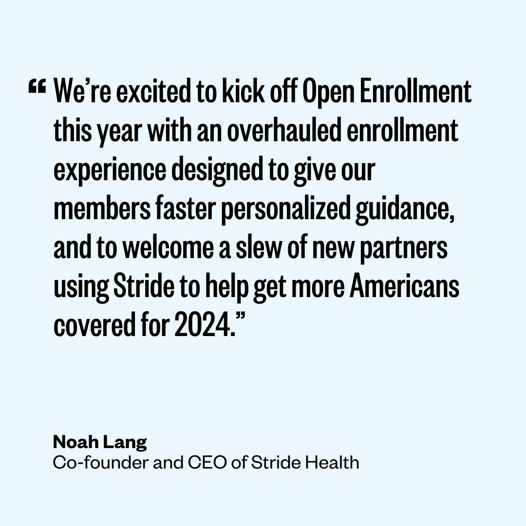 Exciting things happening at Stride with a new enrollment experience for our members, new upgrades to our app and new partners. If you’re an #independentworker looking for insurance this year, come check us out! 👀 lnkd.in/gC6XJzsa #openenrollment #healthinsurance #oep2024