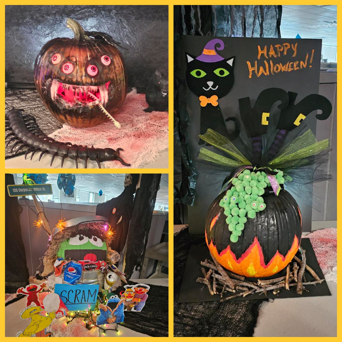 EarthCity05's tweet photo. Our teams showed up for our pumpkin decorating contest!! So much creativity!! Happy Halloween!! 🧡🎃💛
#ECrocks23 #LifeAtATT @Finnegan_CLG @GarciaBeProud
#growthwithrespect #gwrPumpkinContest https://t.co/5v0hjyx4KG