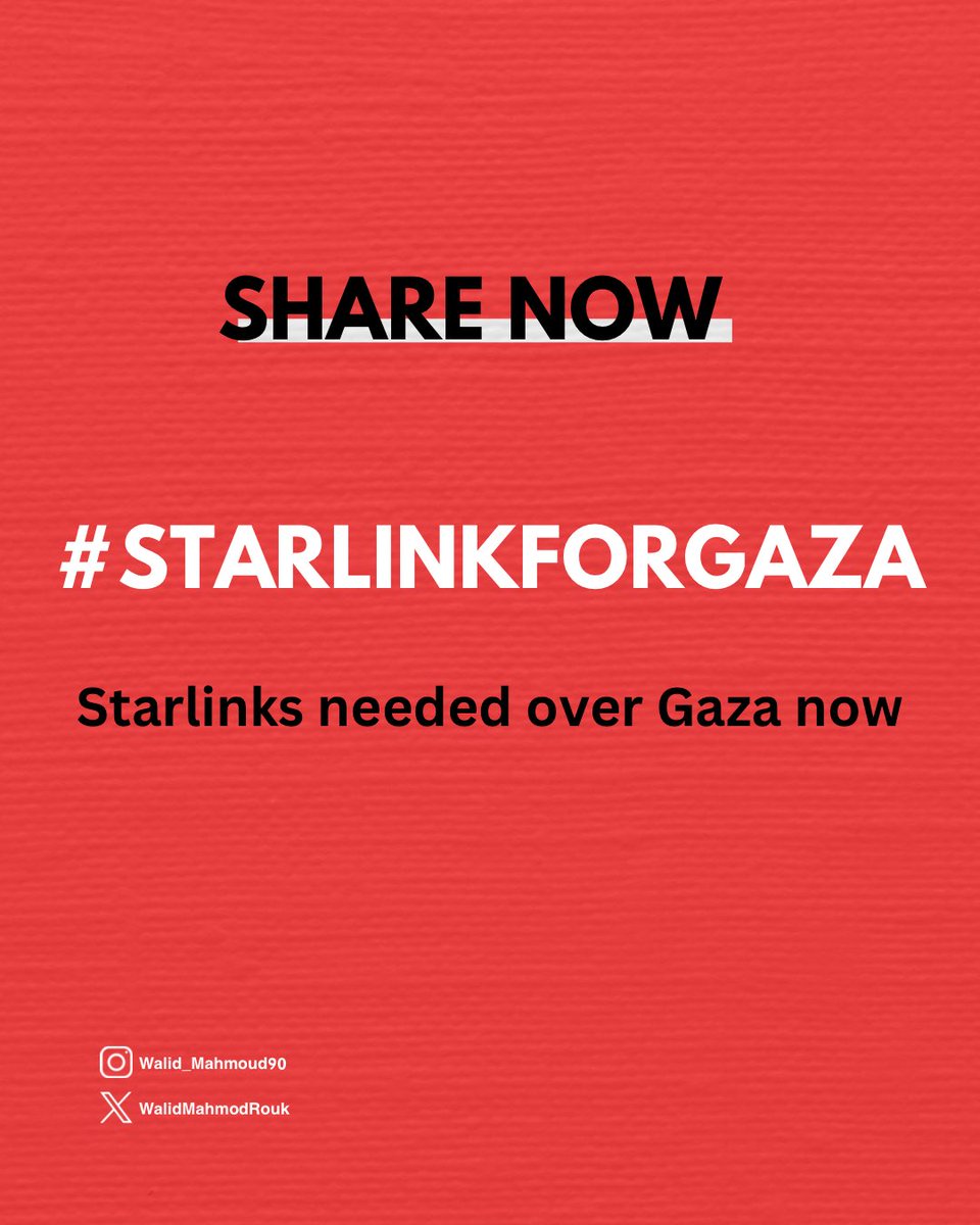 Starlinks needed over Gaza now.
#starlinkforgaza