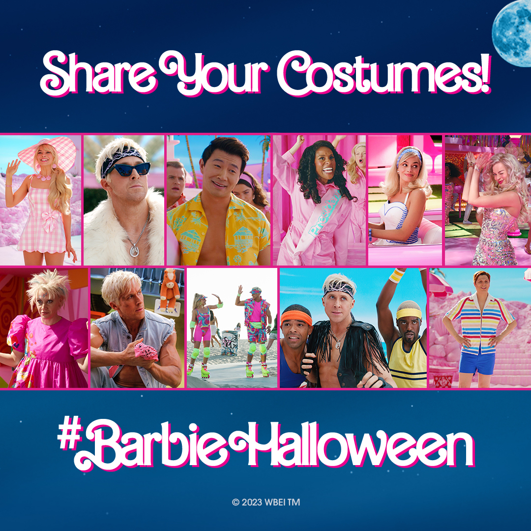 WarnerBrosCA's tweet photo. It’s #BarbieHalloween! 🎃💖 Dressing up as a Barbie, a Ken or Allan? Snap a pic and tag @WarnerBrosCA for a chance to be featured on our page! 🤳
P.S. You might be in for a special surprise straight from #Kenada. 😉✨ #BarbieTheMovie https://t.co/29pE9cE6tO