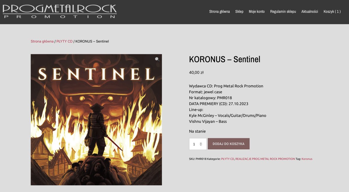 Koronus5's tweet photo. Sentinel physical copies are now available for purchase, but, at this time,  CDs can only be shipped to Poland. The site has had some technical issues with the site but international shipping will be available on Monday. We will post again on Monday once the site is working! https://t.co/h3vVUCrPMW