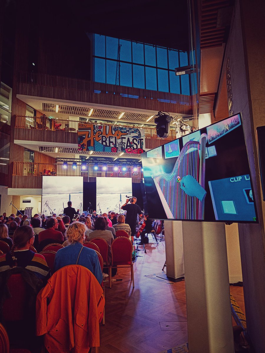 BelfastFestival's tweet photo. Stunning surroundings this evening as we're treated to gala concert Zoom Time - Over &amp; Out featuring @UlsterUni's Acoustronic, @QUBelfast's Performance Without Barriers, @NMcCarthyPiano and @UlsterOrchestra #BIAF23 https://t.co/OhaPIRU1SE