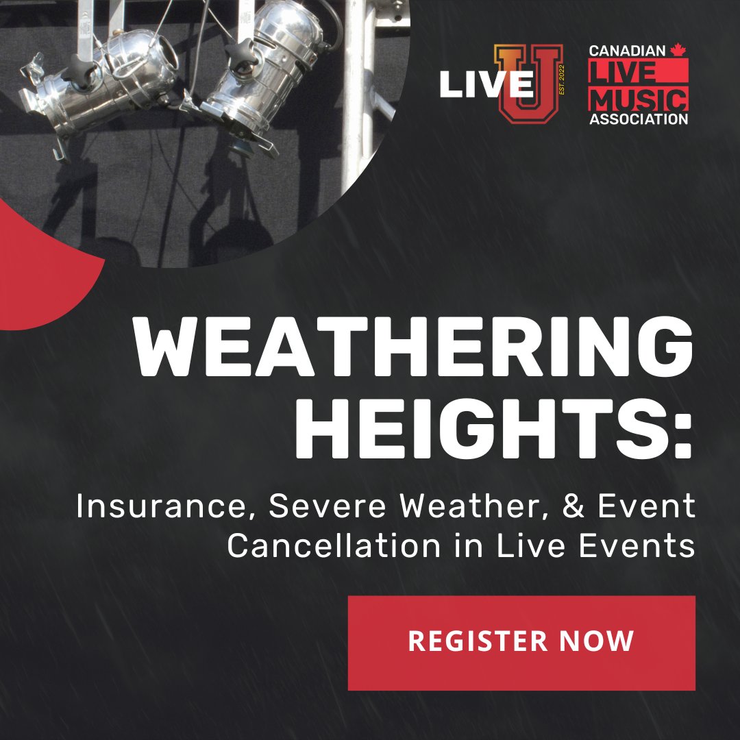 Canadian_Live's tweet image. Join the CLMA and guest industry experts for this timely discussion on how insurance can best support you in the case of the cancellation of your live music event. Monday, November 6 @ 2PM EST.  

Register at bit.ly/3Q8yU90

#ONCreates  #FACTORFunded