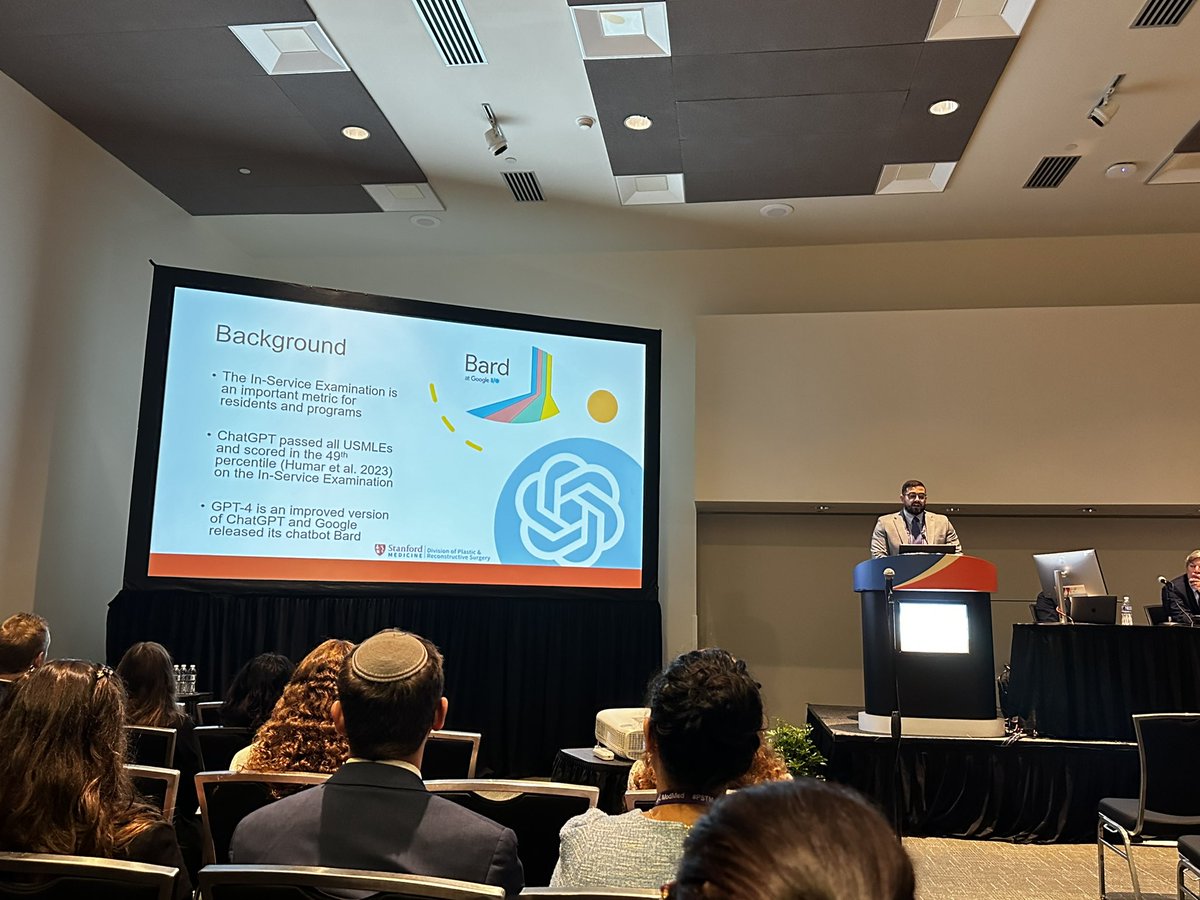 Another CARE presentation! Daniel Najafali presents on ChatGPT vs. ASPS In-Service Exam. Co-Authors: Faculty Dr. Paige Fox, Resident Dr. Farrah Liu.  #PSTM23