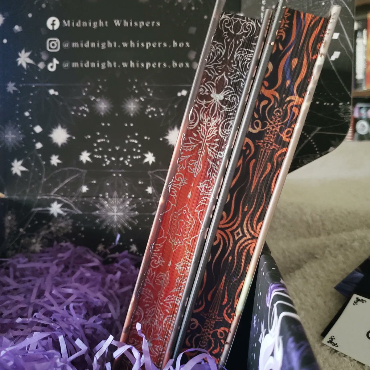 AprilsBookish's tweet image. Spoilers for Midnight Whispers Box editions of Mist King by Jenna Wolfhart follow. These are GORGEOUS. #bookboxunboxing