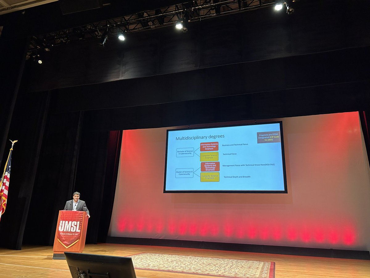 Dr. Vijay Anand speaking about #umsl cybersecurity programs at #stlcybercon cybersecurity.umsl.edu