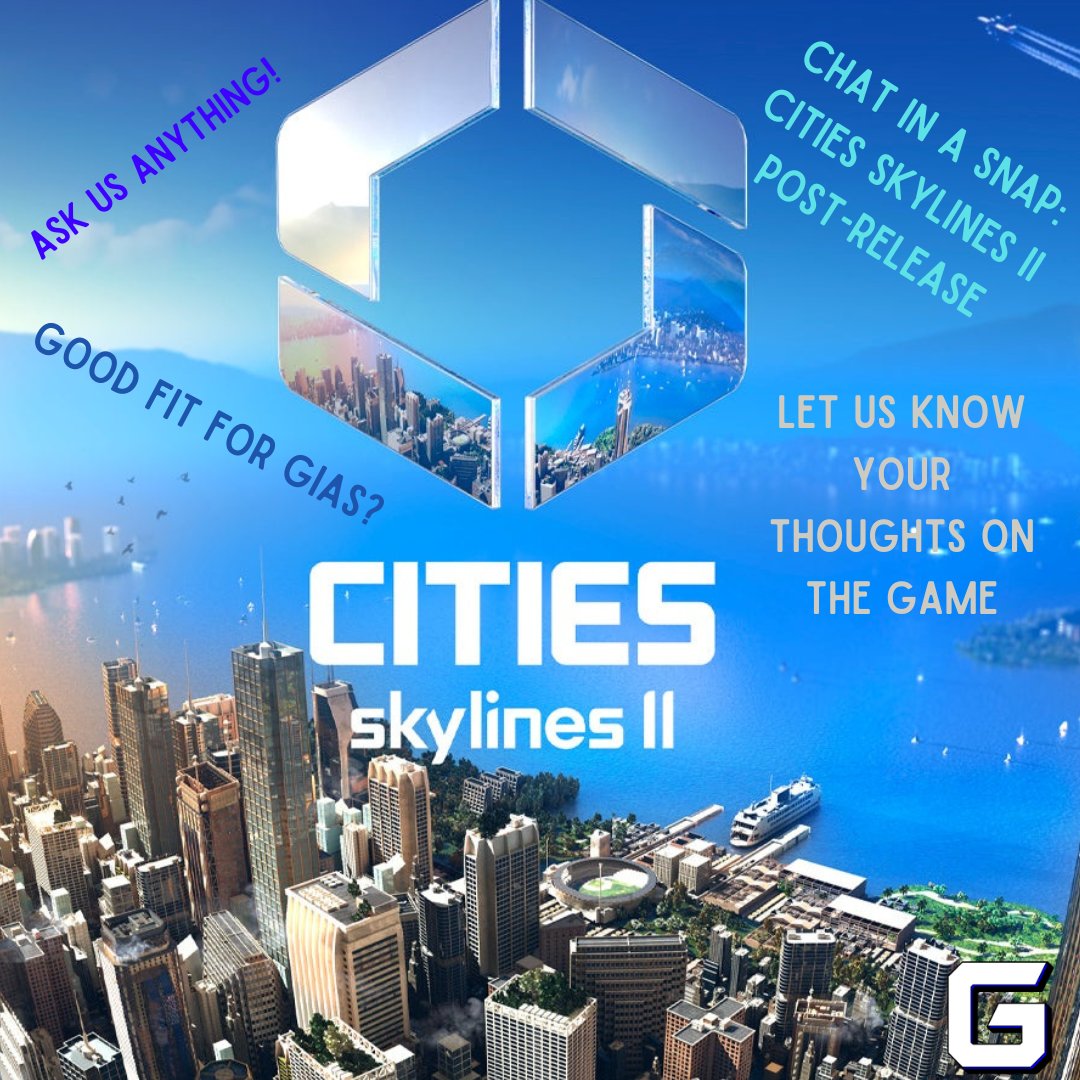 Happening today! Come weigh in on the new Cities Skylines II! 8PM UK time! 

What features are you most excited about?

discord.com/events/1158092… - or- twitch.tv/gamesinasnap