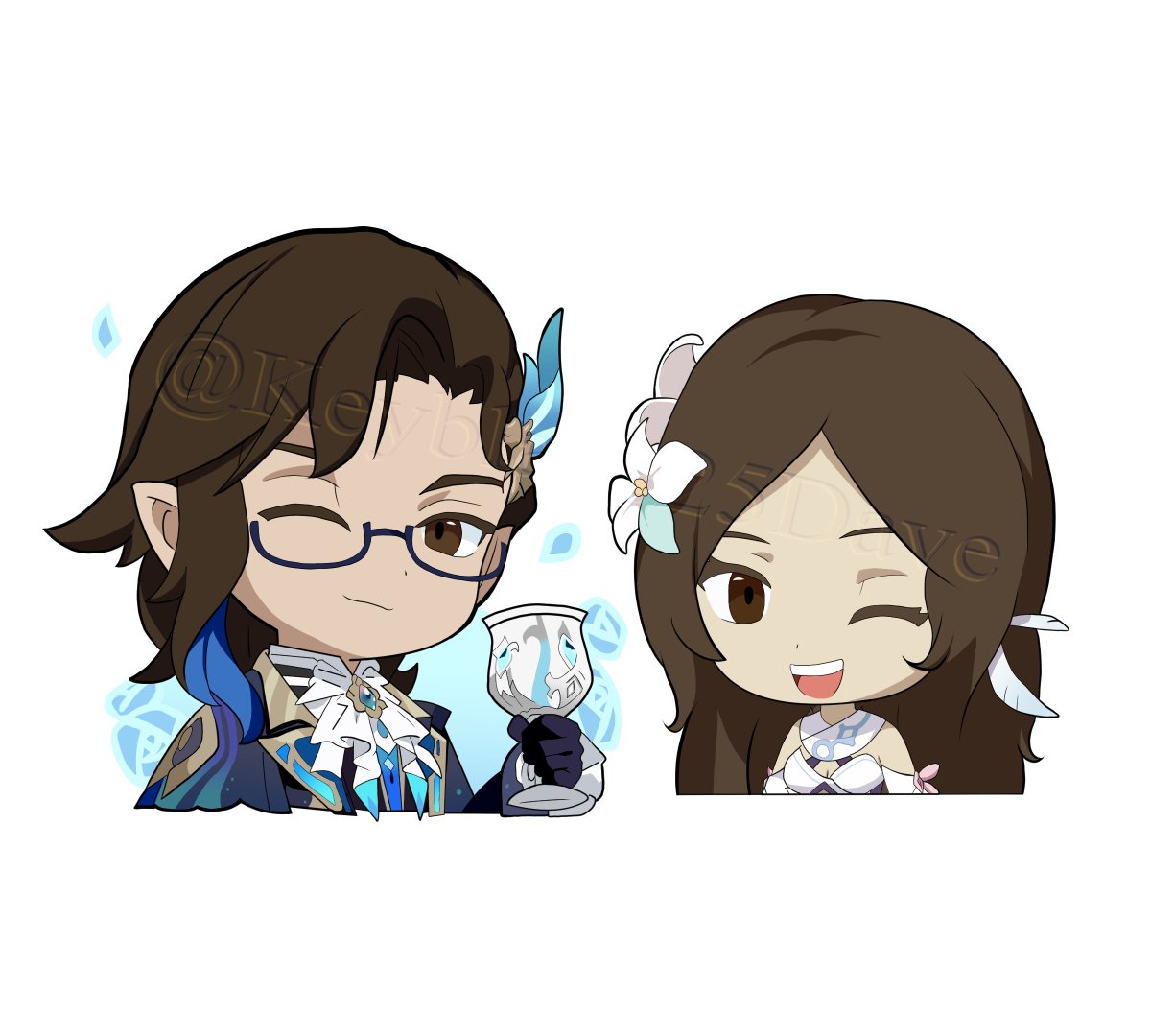 Keyblade25Dave's tweet photo. Happy Anniversary to my wonderful girlfriend @hangirl6  ! I drew us dressed as our Genshin mains! Thank you for being part of my life and never leaving my side. I know the future will be bright for us as the days go by! https://t.co/kaOQdjiuxT