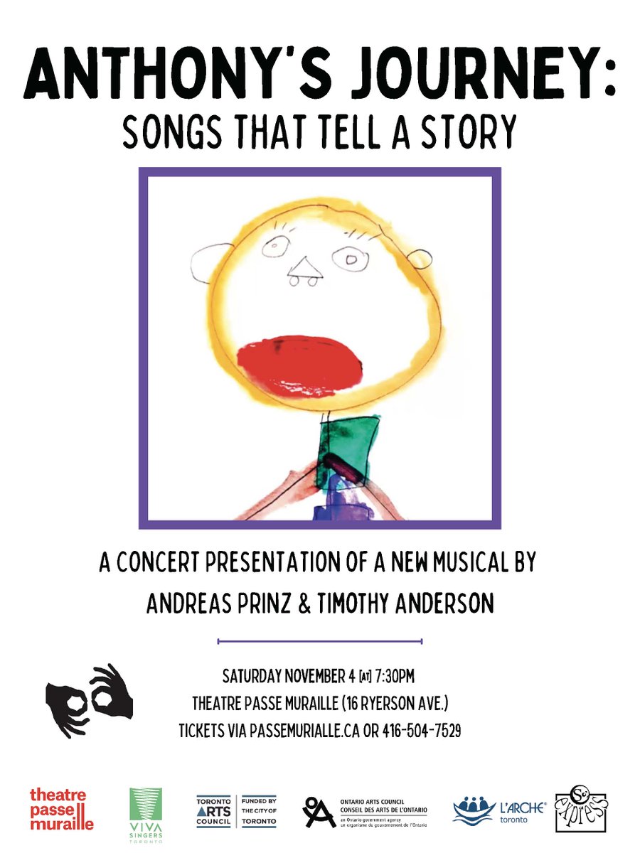 Community post: 
Anthony's Journey: Songs That Tell A Story is a one-night only event, a new musical by Andreas Prinz and Timothy Anderson. 

Saturday November 4, 2023
7:30pm at @BeyondWallsTPM  

ASL, captioned and audio described. 

Get your tickets: 
ca.patronbase.com/_TheatrePasseM….
