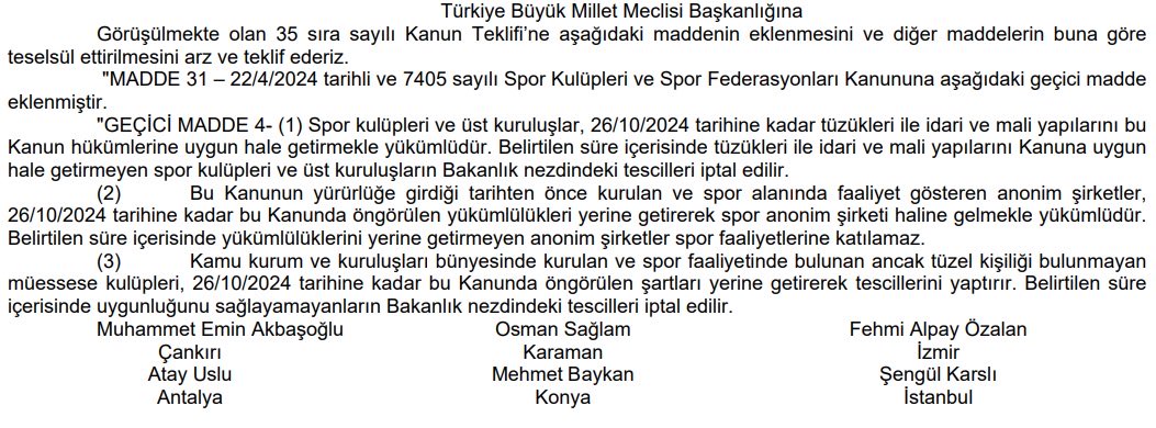 Spor ailemizin bilgisine…