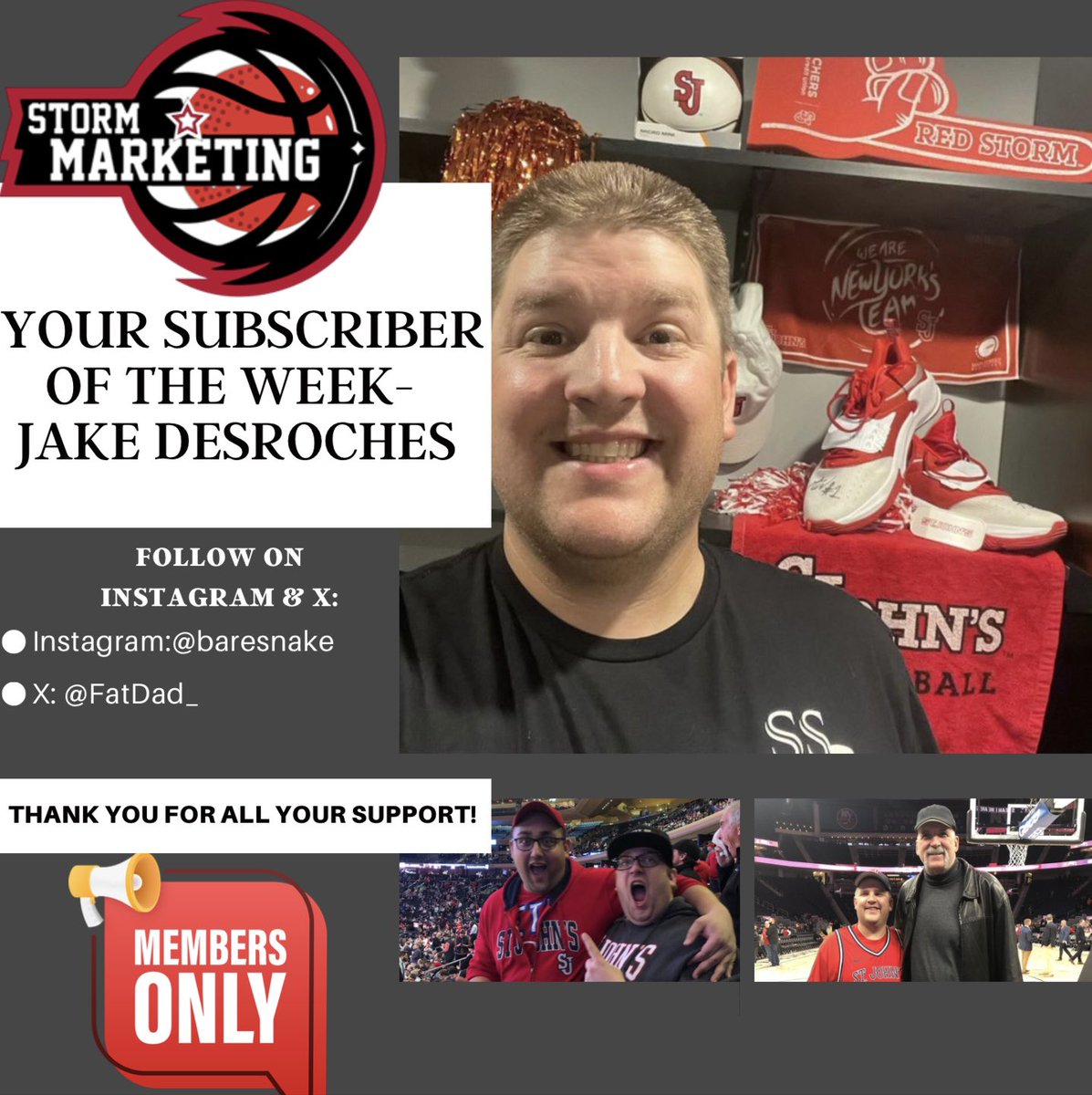 Thank you Jake!

Consider one of our membership plans, as it is the most flexible way to support New York’s Team’s. 

Available to you with monthly, bi-annual, and annual payment options. #sjubb 

stormmarketingny.com/membersonly.php