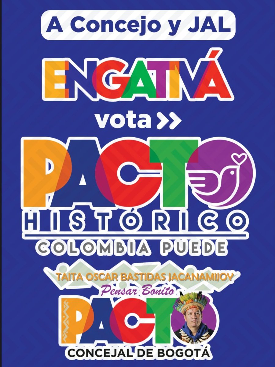 HozkarBJ2's tweet image. #YoPacto por una ciudad donde pensemos bonito la vida, una ciudad sin hambre, con garantía de derechos, equidad y justicia social

¡ENGATIVÁ vota 3 veces #PactoHistórico a JAL, CONCEJO y @GustavoBolivar Alcalde!

#BolivarTuAlcalde
#BogotáVotaPacto
#BogotáMiOrgullo
@abogadacamila