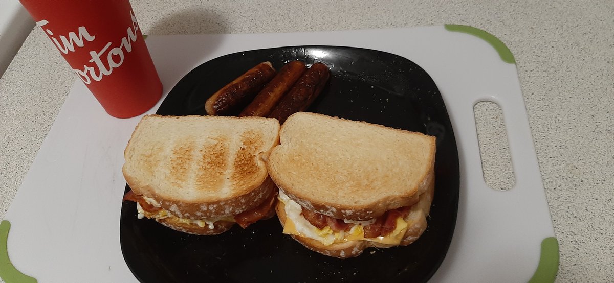 KingLou17490857's tweet image. There's nothing like a crispy @TimHortons
coffee with a homemade bacon  egg and sausage breakfast to start off a Friday!! #LetsGo #TimHortons #HomemadeBreakfast