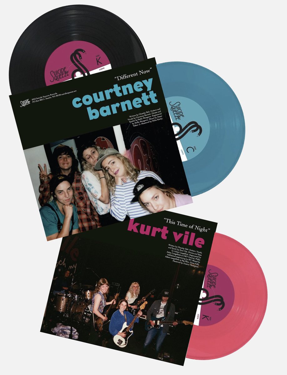 ‼️ OUT TODAY‼️ @therealkurtvile “This Time of Night” b/w @courtneymelba “Different Now” (@CHAST1TYBELT covers) 7” 3 colors available in stores worldwide 🖤🩵🩷