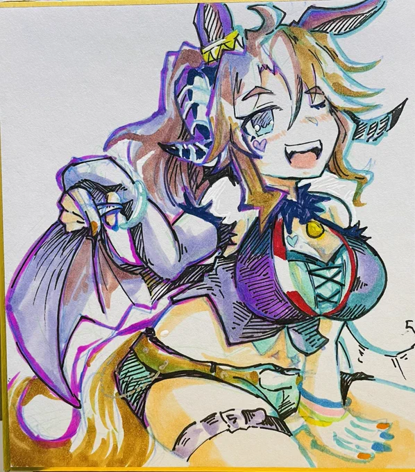 ミニ色紙一つ出来ました。ハロウィンなパマチン描きたくなったので、描きました。 