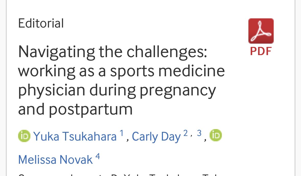🚨New BJSM editorial on navigating pregnancy as a sports medicine physician

🤩 Co-authors are a couple of the best moms and docs I know, tagging other favs

bjsm.bmj.com/content/early/…

<a href="/yukaMDPhD/">YUKA</a> <a href="/EllenCaseyMD/">Ellen Casey, MD, FACSM</a> <a href="/DrKatieRizzone/">Dr. Katie Rizzone</a> <a href="/CheriBlauwetMD/">Cheri Blauwet, MD</a> <a href="/BJSM_BMJ/">British Journal of Sports Medicine (BJSM)</a> <a href="/TheAMSSM/">AMSSM</a> <a href="/_WomenLeaders/">Women Leaders in Sports</a>