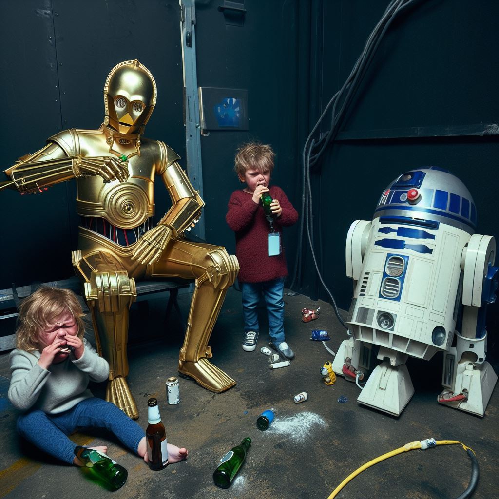 pixfor6's tweet image. C-3PO and R2-D2 taking care of childrens during the filming of Star wars.

#starwars #movies #cinema #backstage #BehindtheScenes #