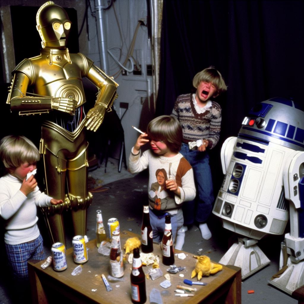 pixfor6's tweet image. C-3PO and R2-D2 taking care of childrens during the filming of Star wars.

#starwars #movies #cinema #backstage #BehindtheScenes #