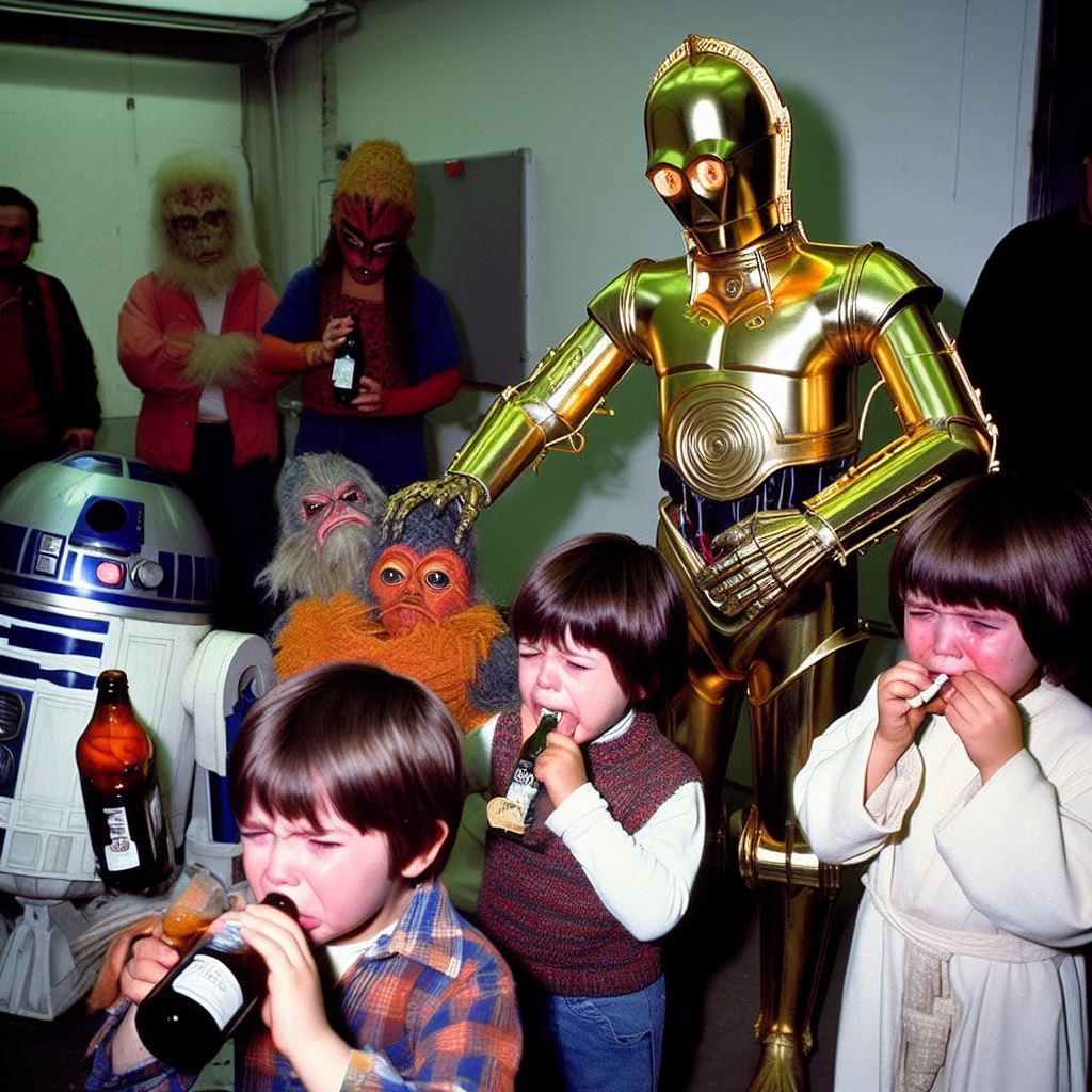 pixfor6's tweet image. C-3PO and R2-D2 taking care of childrens during the filming of Star wars.

#starwars #movies #cinema #backstage #BehindtheScenes #