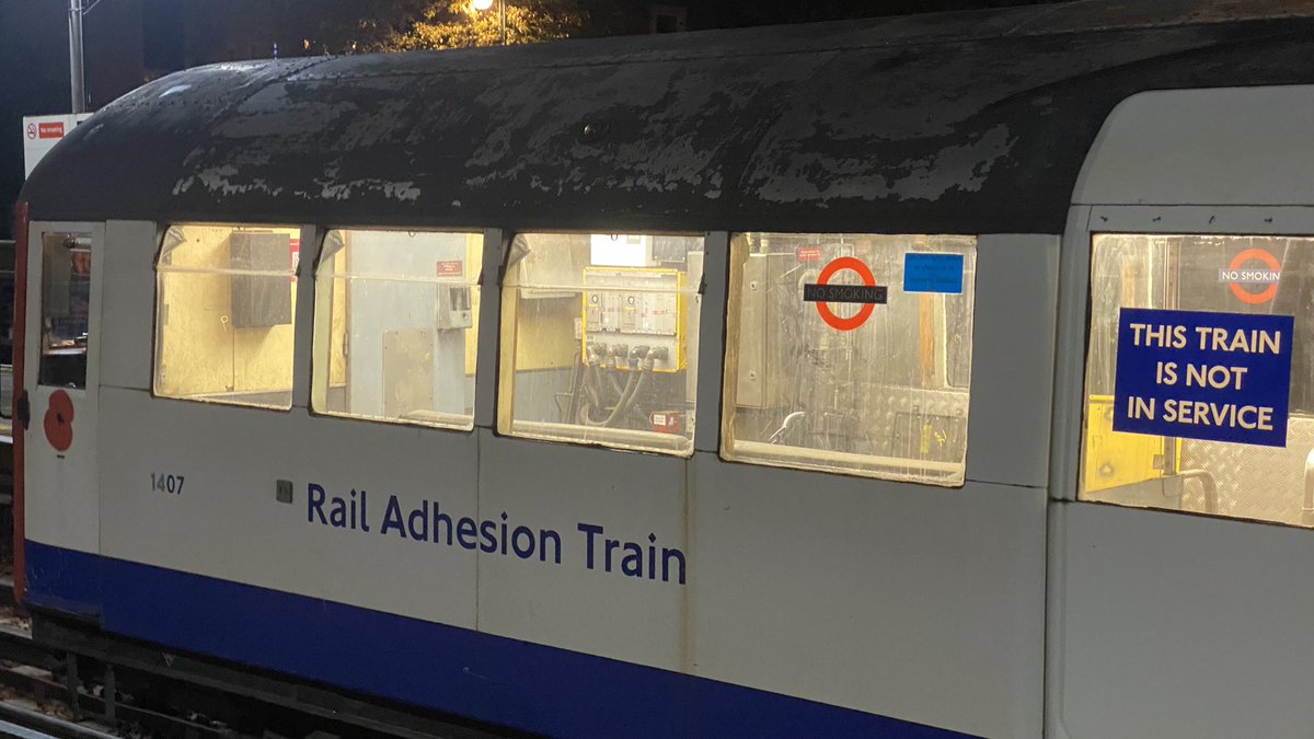 willhead's tweet photo. @geofftech WHAT’S A RAIL ADHESION TRAIN??? It pulled into Leytonstone last night, it was full of… stuff, and the went back out the wrong way! https://t.co/FZM9FPBUzw