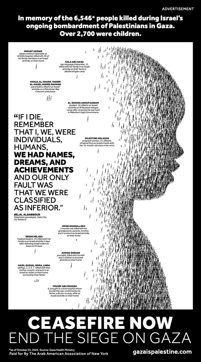 Today, as Israel completely cut off communications in Gaza, this ad landed in the <a href="/nytimes/">The New York Times</a>. Amidst the blackout, our vision is clear.  

Take action for a ceasefire now: gazaispalestine.com