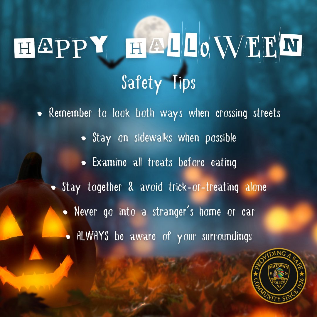 With Halloween only a few days away, be sure to follow these tips for a safe and fun Halloween! 🎃 #Halloween #HalloweenSafety #MatawanNJ