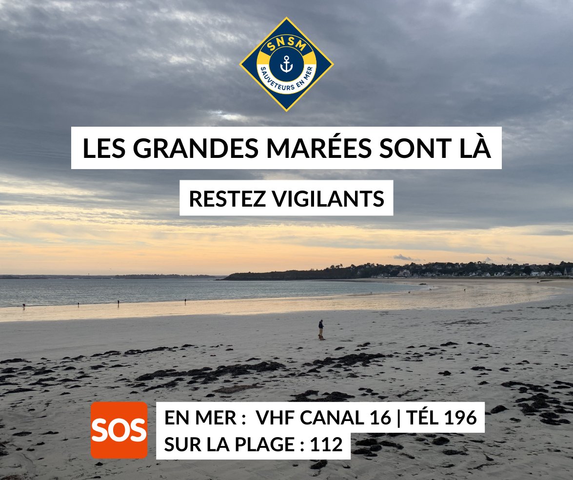 SauveteursenMer's tweet photo. #PRÉVENTION 🌊 Depuis ce matin et jusqu'au 30/10, ce sont les #GrandesMarées ⚠️ Soyez prudents et suivez les conseils des #SauveteursenMer #SNSM 👉🏻 https://t.co/a2T0peI5aa
En cas d’urgence en mer, RDV sur le canal 16 de votre VHF ou composez le 196 sur votre téléphone portable 🆘 https://t.co/noS7YE8bNb