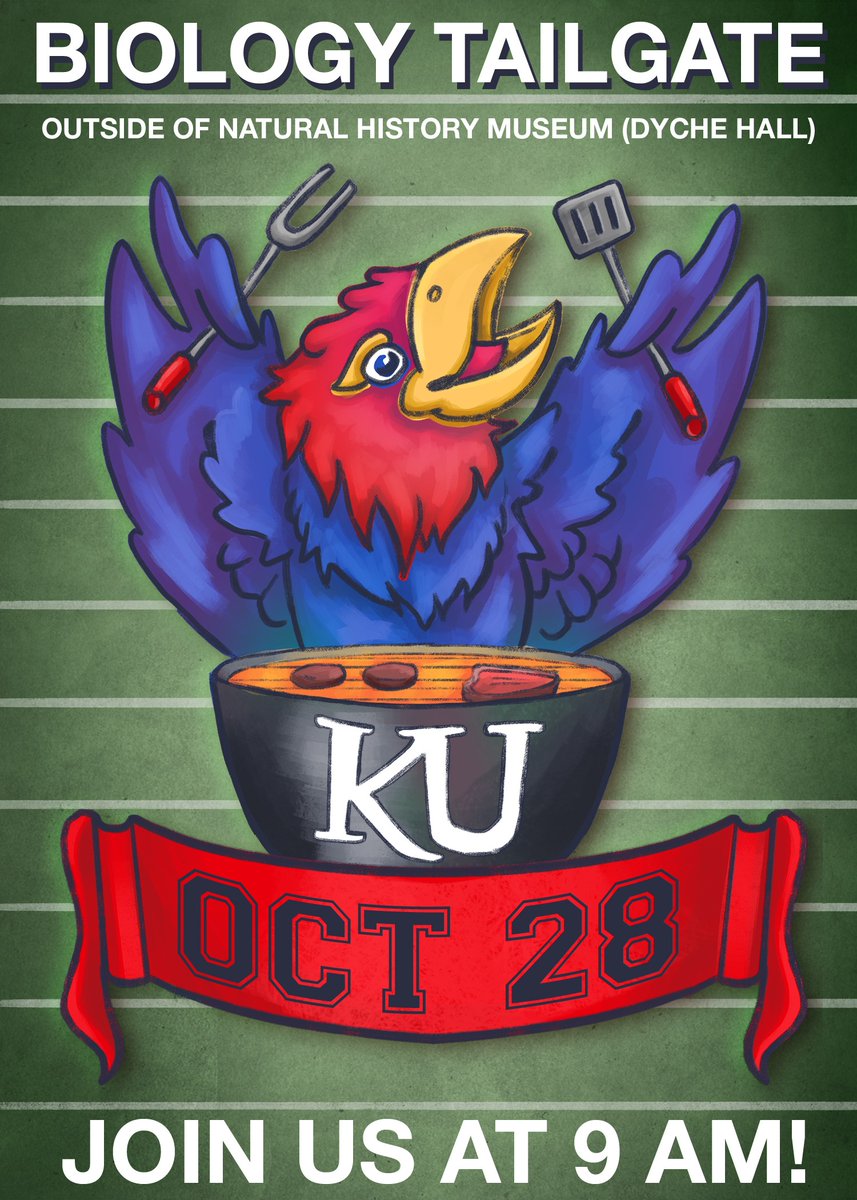 Rain or Shine, join us for the Biology Tailgate (10/28) from 9- 11! We have a tent outside of the <a href="/KUnhm/">KU Natural History Museum</a> (Dyche Hall) and will serve Breakfast Burritos, Bagels, Hot Chocolate &amp; Coffee!! ☕️🌯 #KUhomecoming #Jayhawks #RockChalk