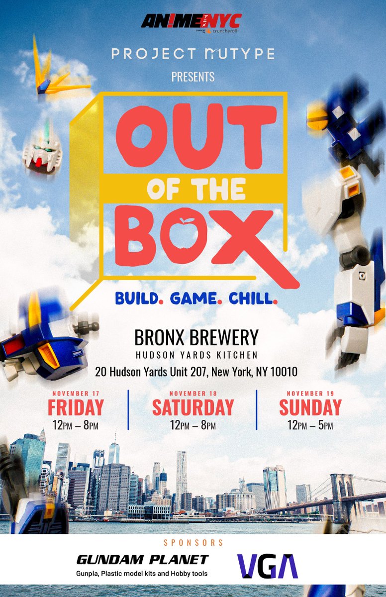 animenyc's tweet image. 🤖 Anime NYC is popping in for a brew (and some cosplay and friendship!) at the Bronx Brewery! Join Anime NYC and #ProjectNuType for #OutoftheBox! 

This will be a free event, with the exception of paid game tournaments and trivia!

🛰️ READ MORE HERE: loom.ly/uXRuh7U 🛰️