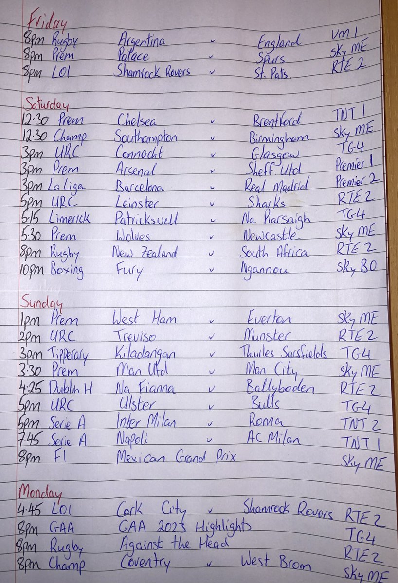 🚨 BANKER ALERT 🚨 

We have a jam packed weekend of action that would put a horn on a snowman ⛄️ Have a fantastic one and behave the lot of ye! it’s going to be juicy 🍺 🕺 weekends schedule below ⬇️