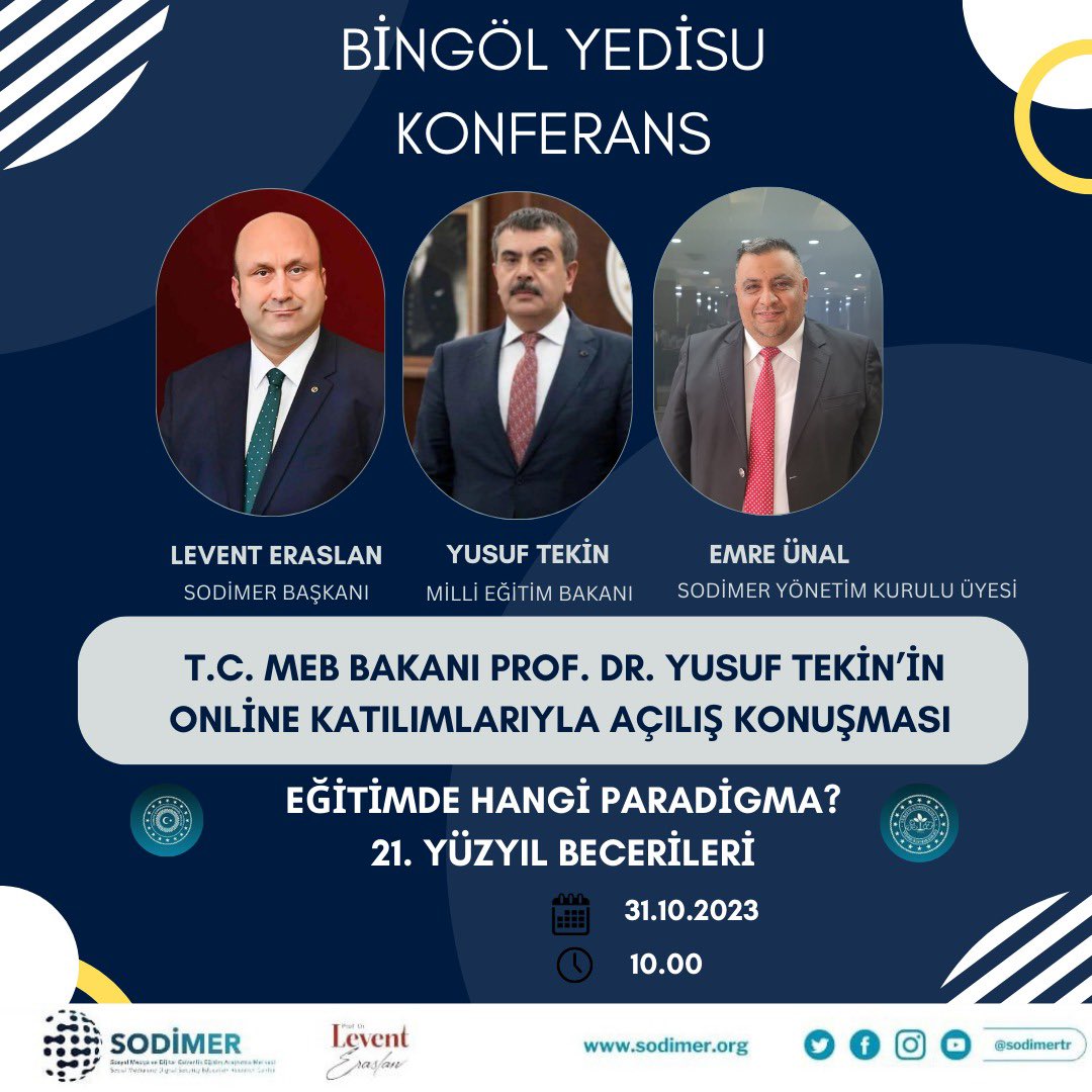 1500 rakımda 2500 nüfus 36 öğretmen için Bingöl Yedisu ilçesine sevgili kardeşim Prof. Dr. <a href="/emre_unal/">Prof. Dr. Emre ÜNAL</a> ile öğretmen konferansına gidiyoruz. Açılış konuşmasını Milli Eğitim Bakanı Sayın <a href="/Yusuf__Tekin/">Yusuf Tekin</a> online ortamda yapacak. 
<a href="/SodimerTr/">SODİMER</a> Maarif yolunda heryerde.. #öğretmen