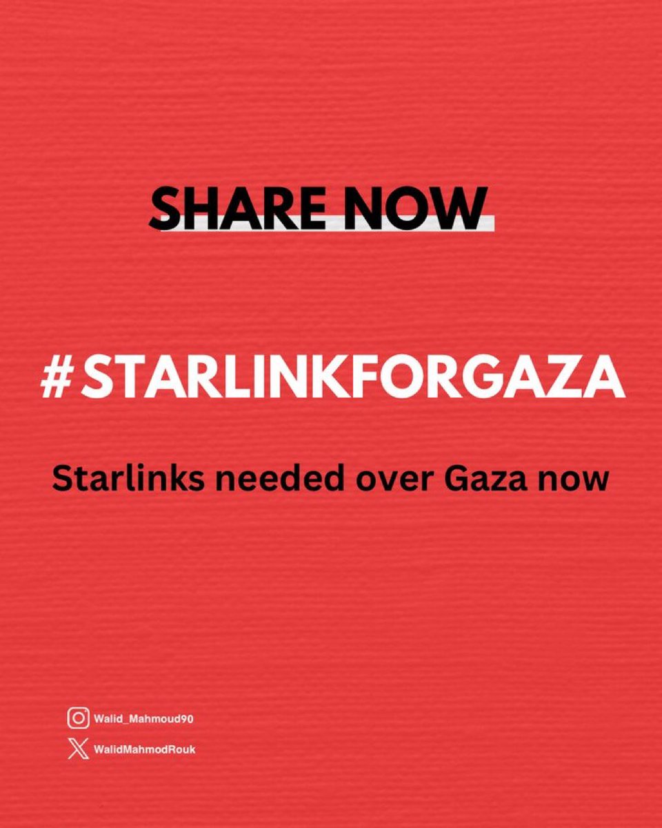 seketulawan's tweet photo. Dear @elonmusk 

🇵🇸 Gaza is under bombardment, the internet and of telecommunications have been cut off. They need StarLink immediately. 

#starlinkforgaza https://t.co/EfDSzctyK6