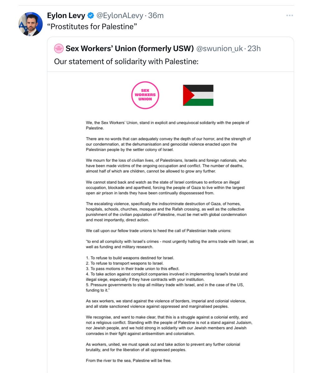 asadabukhalil's tweet photo. The official spokesperson of the apartheid racist state is misogynistically mocking sex workers.  There is more honor in their job than there is in yours, that is for sure.  Zionism is always racism, misogyny, Islamophobia, bigotry and reaction. https://t.co/CnJqlQccM8