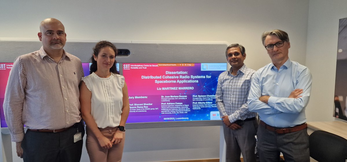 Celebrating #SnTPhDs 🌟🎓 Dr. Liz Martinez Marrero has unlocked new horizons in satellite communication with her #PhD thesis on 'Distributed Cohesive Radio Systems for Spaceborne Applications.' Her research addresses synchronization challenges! Congratulations, Dr.! 🚀🎓