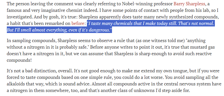 That_Chemist's tweet photo. Something you may not know about Barry Sharpless https://t.co/MMqrQmDm3J