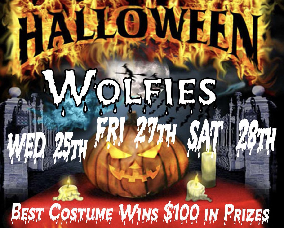 wolfiesbar's tweet image. Wolfies Halloween Weekend
OPEN Friday 9pm - Live DJs
Costume Contest WIN $100
#spookyszn #MostFun

@CrushesAtIUP