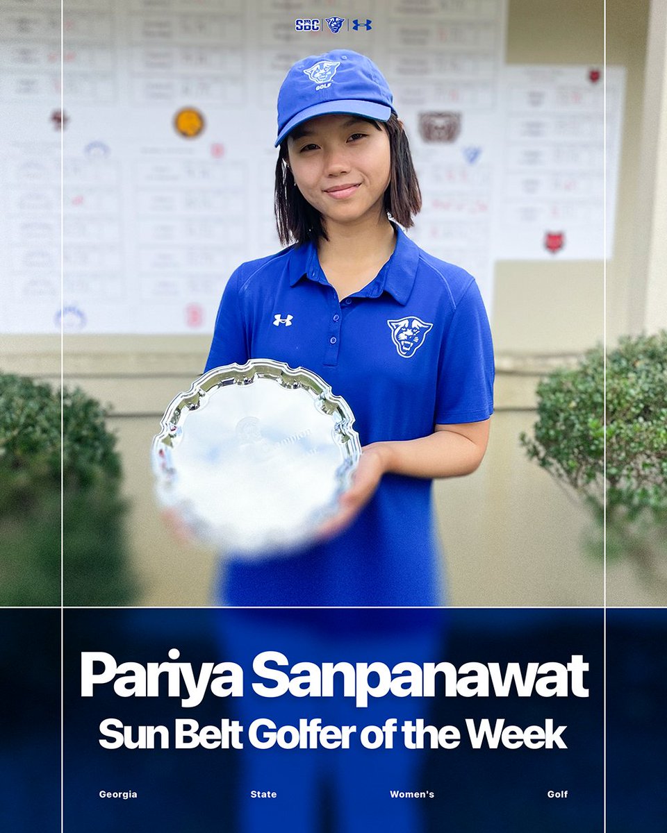𝗦𝗵𝗶𝗻𝗶𝗻𝗴 𝗶𝗻 𝘁𝗵𝗲 😎

After individual medalist honors and a school-record score, freshman Pariya Sanpanawat is the @SunBelt Golfer of the Week!  

#LightItBlue | #SunBeltWG